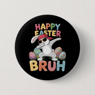 Prettig Pasen Bruh Bro Grappige Dabbing Konijn Ronde Button 5,7 Cm