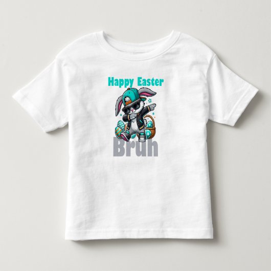 Prettig Pasen Bruh, Paashaas Dabbing  Kinder Shirts (Voorkant)