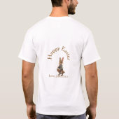 Prettig Pasen bruine konijn met eieren liefde voeg T-shirt (Achterkant)