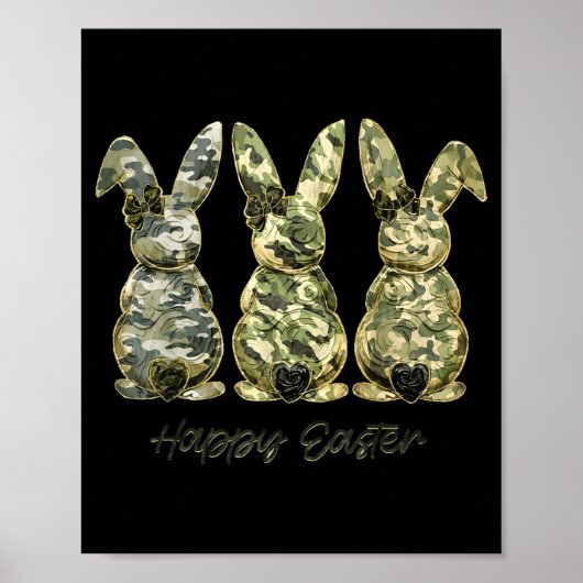 Prettig Pasen Camo Konijn Coquette Strik Poster (Voorkant)