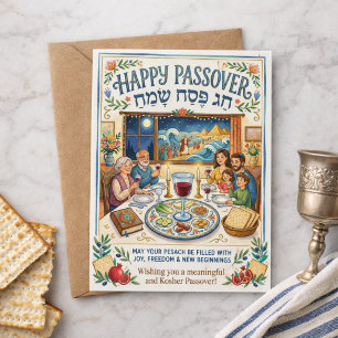 Prettig Pasen Chag Pesach Sameach Kleurrijk Folklo Briefkaart