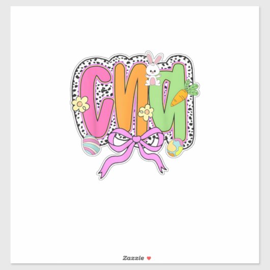 Prettig Pasen CNA Verpleegster Coquette Strik Koni Sticker (Vel)
