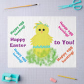 Prettig Pasen Cute Gele Blauwe Kuiken Groet Tissuepapier (Craft)