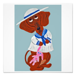 Prettig Pasen Dachshund Vouwkaart Foto Afdruk