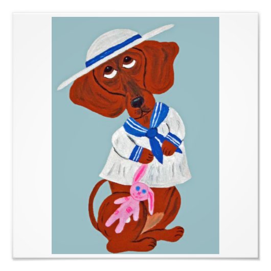 Prettig Pasen Dachshund Vouwkaart Foto Afdruk (Voorkant)