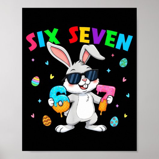 Prettig pasen dag 67 konijn zes zeven grappig 6 7 poster (Voorkant)