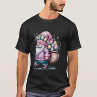 Prettig Pasen Dag Kabouter Konijn Eieren Schattig  T-shirt