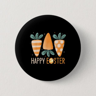 Prettig Pasen Dag Schattige Wortels Grappige Konij Ronde Button 5,7 Cm