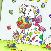Prettig Pasen Dalmatiër Ansichtkaart Briefkaart