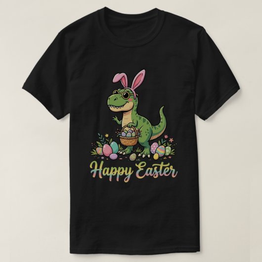 Prettig Pasen Dinosaur Kus Bunny Dino T-shirt (Design voorkant)