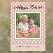 Prettig Pasen Eén foto perzik en aqua Paasei Feestdagenkaart