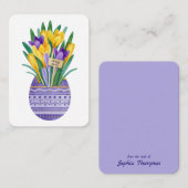 Prettig Pasen Ei & Paarse Gele Crocus Bloemen Notitiekaartje (Voorkant / Achterkant)