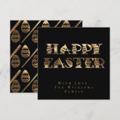 Prettig Pasen Eieren Elegant Zwart en Goud Pasen Feestdagenkaart (Voorkant / Achterkant)