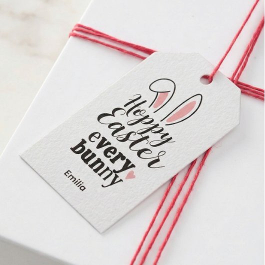 Prettig Pasen elke Konijn Aangepaste Naam Cadeaulabel