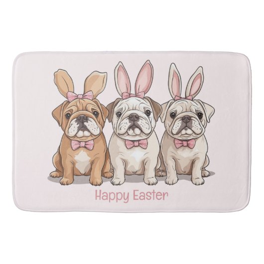 Prettig Pasen Engelse Bulldogs Badmat (Voorkant)