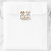 Prettig Pasen Engelse Bulldogs Vierkante Sticker (Tas)
