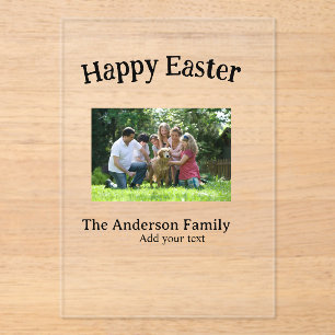 Prettig Pasen familie foto naam tekst hereniging e Acryl Uitnodigingen