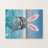 Prettig Pasen Florida Strand Flamingo's en Dolfijn Legpuzzel (Horizontaal)