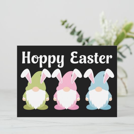 Prettig Pasen Funny Bunny Oren Kabouter Kaart (Staand voorkant)