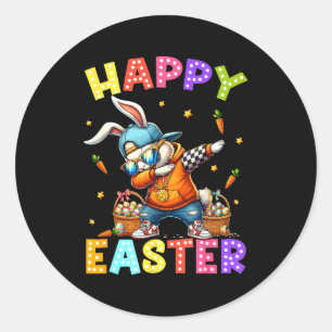 Prettig Pasen Funny Dabbing Bunny Dab Dance Konijn Ronde Sticker