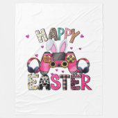 Prettig Pasen Gamer Videospel Controller Konijneno Fleece Deken (Voorkant)