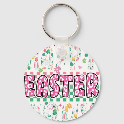 prettig pasen gast, retro, vintage sleutelhanger (Voorkant)