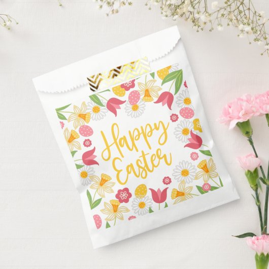 Prettig Pasen | Geel Rood Bloemstuk Bedankzakje (Gezegeld)