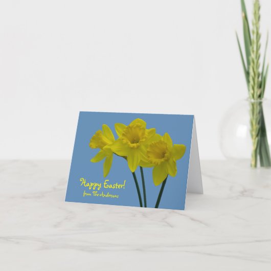 "Prettig Pasen" Gele Narcissen Wenskaart Bedankkaart (Voorkant)