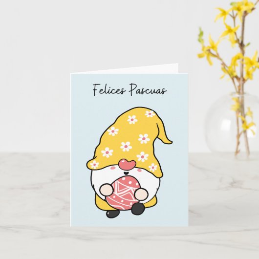 Prettig Pasen, Gelukkig Pasen in het Spaans Kaart (Gele Bloem)