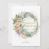 Prettig Pasen Gelukkig Voorjaar Mintgroene Bloemen Feestdagenkaart (Voorkant)