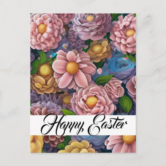 Prettig Pasen Gemengde Bloemen Bloesem Sjabloon Va (Voorkant)