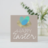 Prettig Pasen Gevlekt Paasei Gouden Nest Kaart (Staand voorkant)