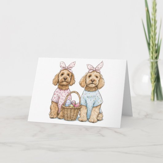Prettig Pasen Goldendoodle Honden Feestdagen Kaart (Voorkant)