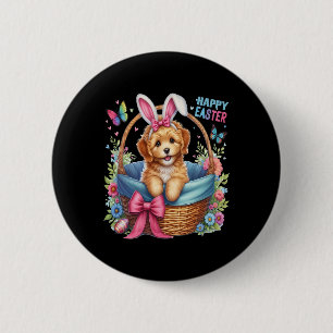 Prettig Pasen Gouden Doodle Hondenliefhebbers Paas Ronde Button 5,7 Cm