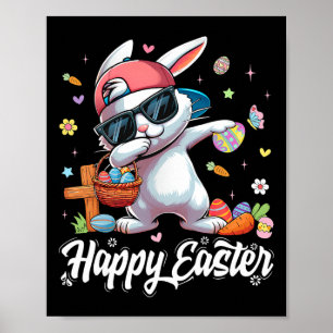 Prettig Pasen Grappige Dabbing Konijn Paashaas Poster