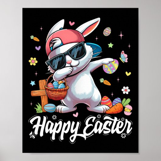 Prettig Pasen Grappige Dabbing Konijn Paashaas Poster (Voorkant)