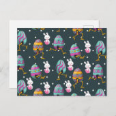 Prettig Pasen - Grappige Konijn Wensen Patroon     Feestdagenkaart (Voorkant / Achterkant)