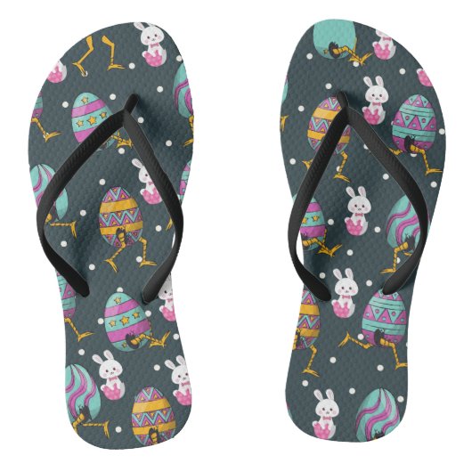 Prettig Pasen - Grappige Konijn Wensen Patroon     Teenslippers (Voetbed)