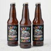 Prettig Pasen Grappige Monster Truck Verplettert E Bier Etiket (Flessen)