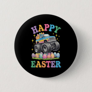 Prettig Pasen Grappige Monstertruck Verplettert Ei Ronde Button 5,7 Cm