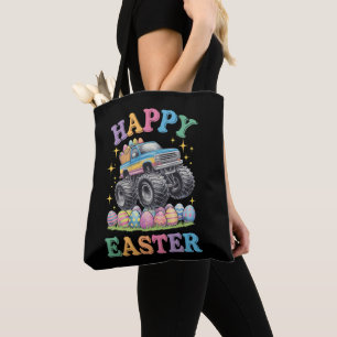 Prettig Pasen Grappige Monstertruck Verplettert Ei Tote Bag