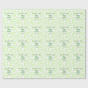 Prettig Pasen grijs groene polka stippen familiena Cadeaupapier