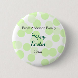Prettig Pasen grijs groene polka stippen familiena Ronde Button 5,7 Cm