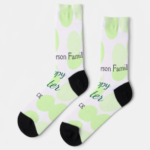 Prettig Pasen grijs groene polka stippen familiena Sokken