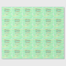 Prettig Pasen groen geel pastel grijs naam jaar  Cadeaupapier