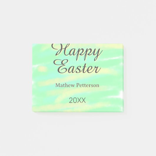 Prettig Pasen groen geel pastel grijs naam jaar  Post-it® Notes (Voorkant)