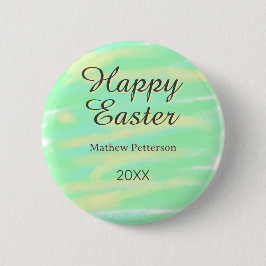 Prettig Pasen groen geel pastel grijs naam jaar  Ronde Button 5,7 Cm
