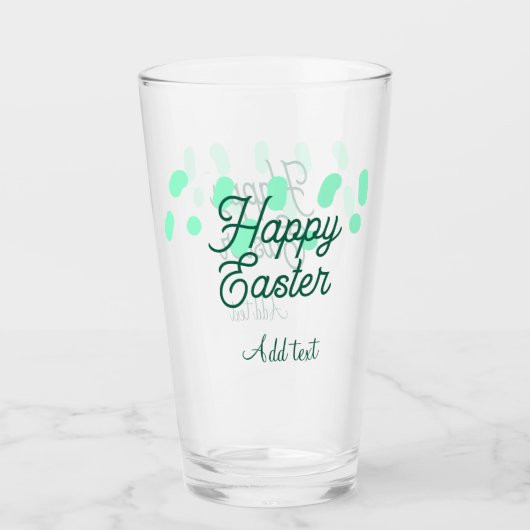 Prettig Pasen groene eieren pastel naam datum eenv Glas (Voorkant)