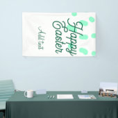 Prettig Pasen groene eieren pastel naam datum eenv Spandoek (Beurs)