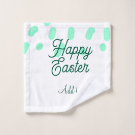 Prettig Pasen groene eieren pastel naam datum eenv Washandje